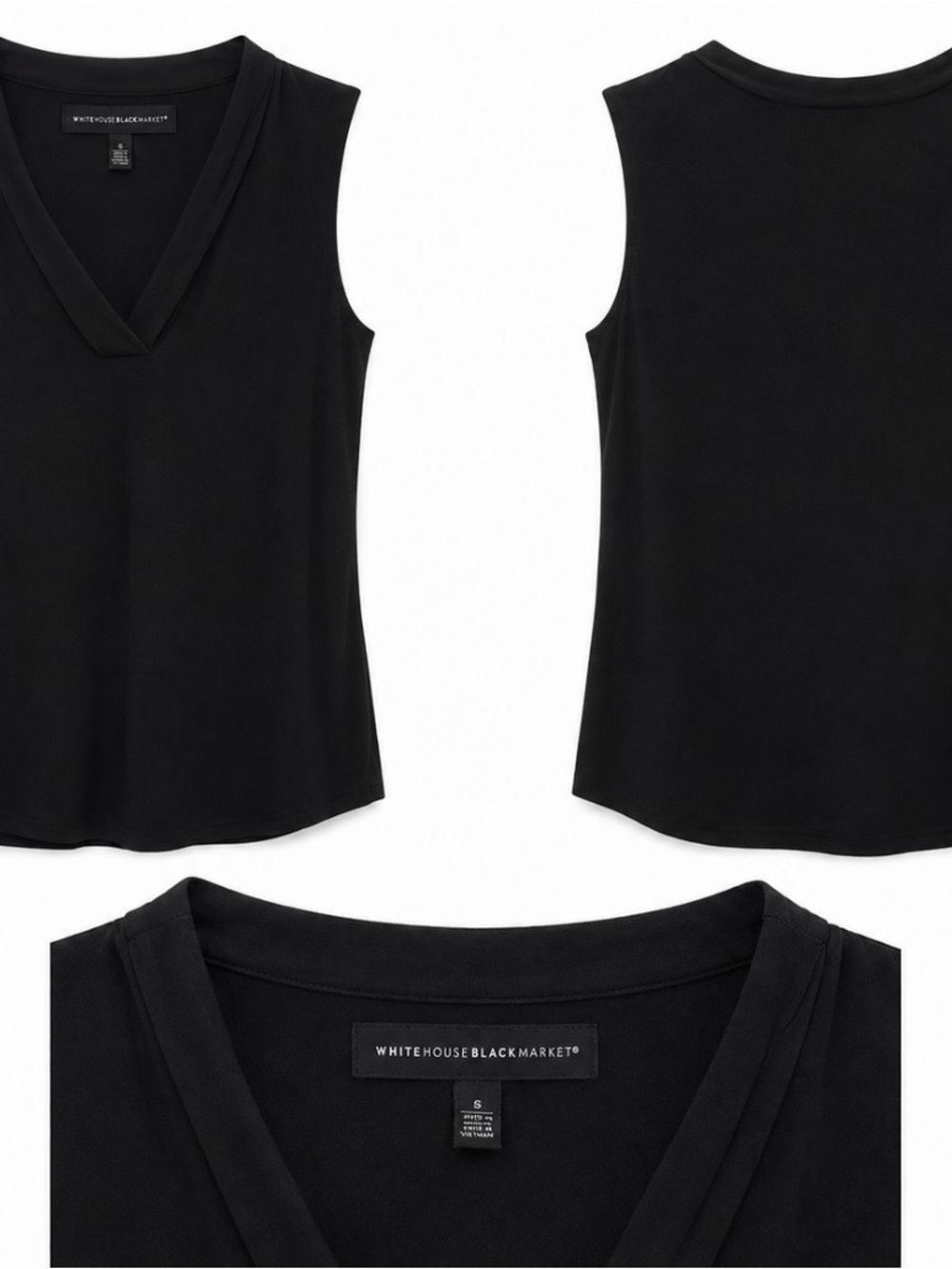 White House Black Market Black V-Neck Sleeveless Tank